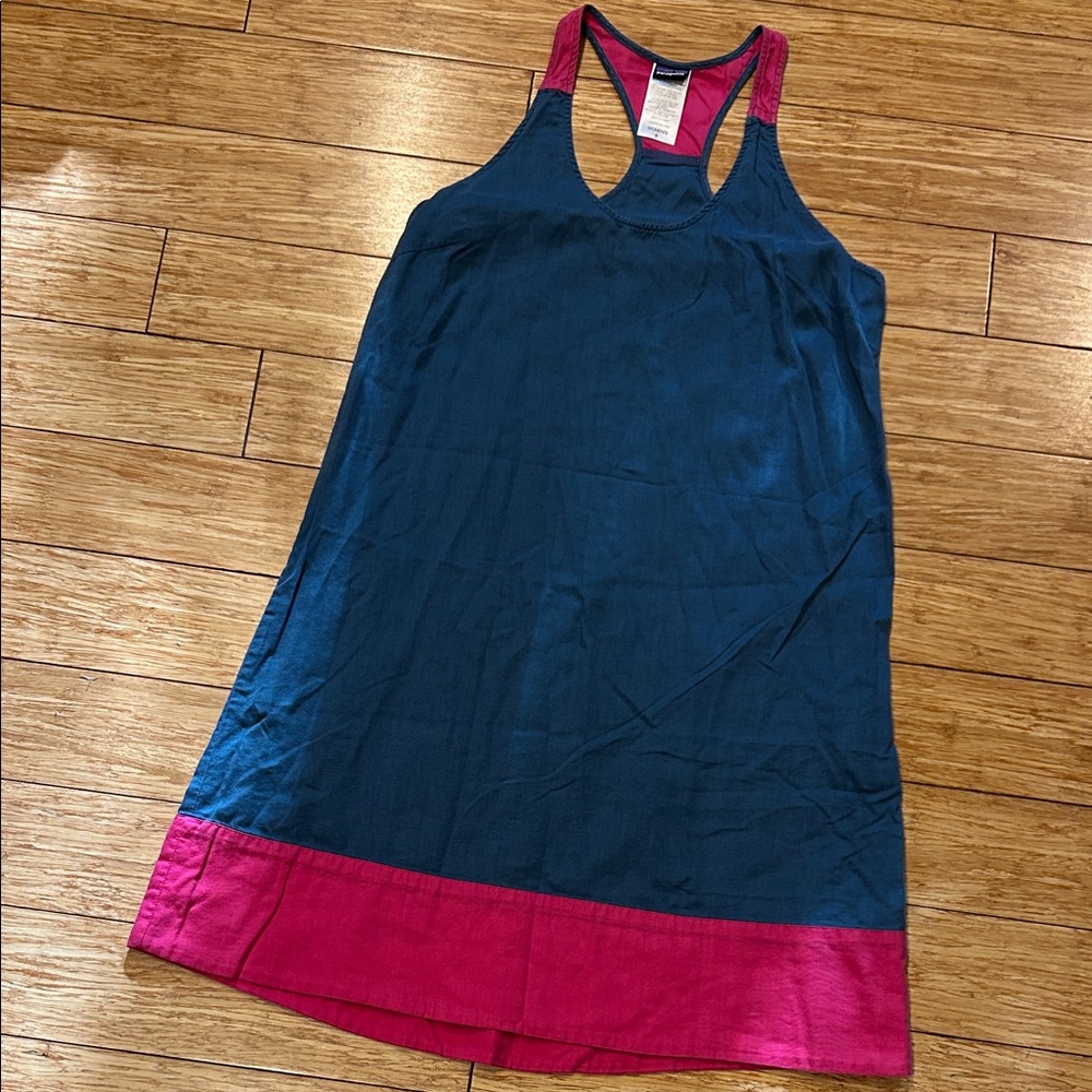 Patagonia Blue and Pink Tank Dress Organic Cotton Blend 8